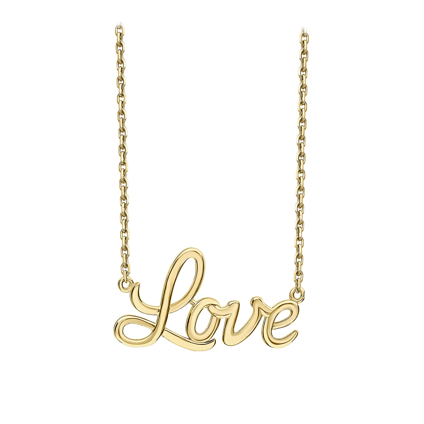 9ct Yellow Gold 'love' necklace.