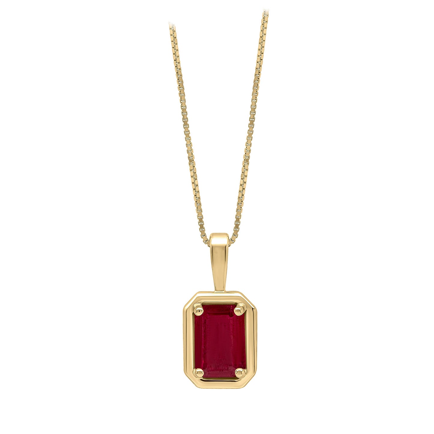 9ct Yellow Gold Ruby Set Rectangular Pendant