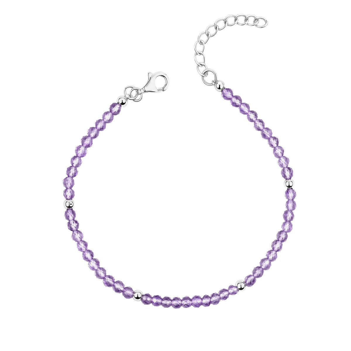 Sterling Silver Amethyst Bead Bracelet