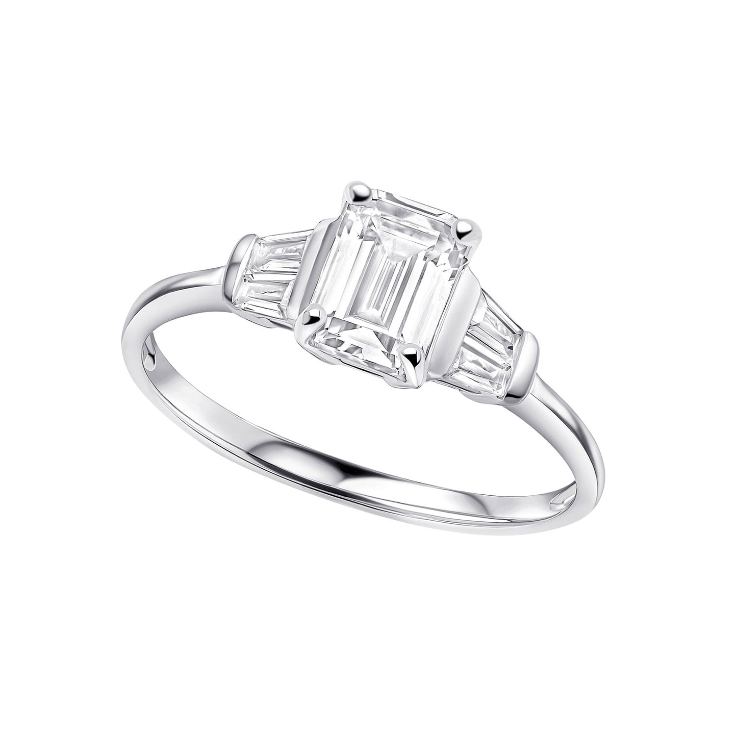Sterling Silver Large Cubic Zirconia Set Ring