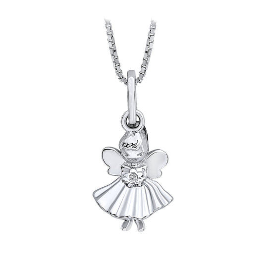 Sterling Silver Diamond Set Angel Pendant