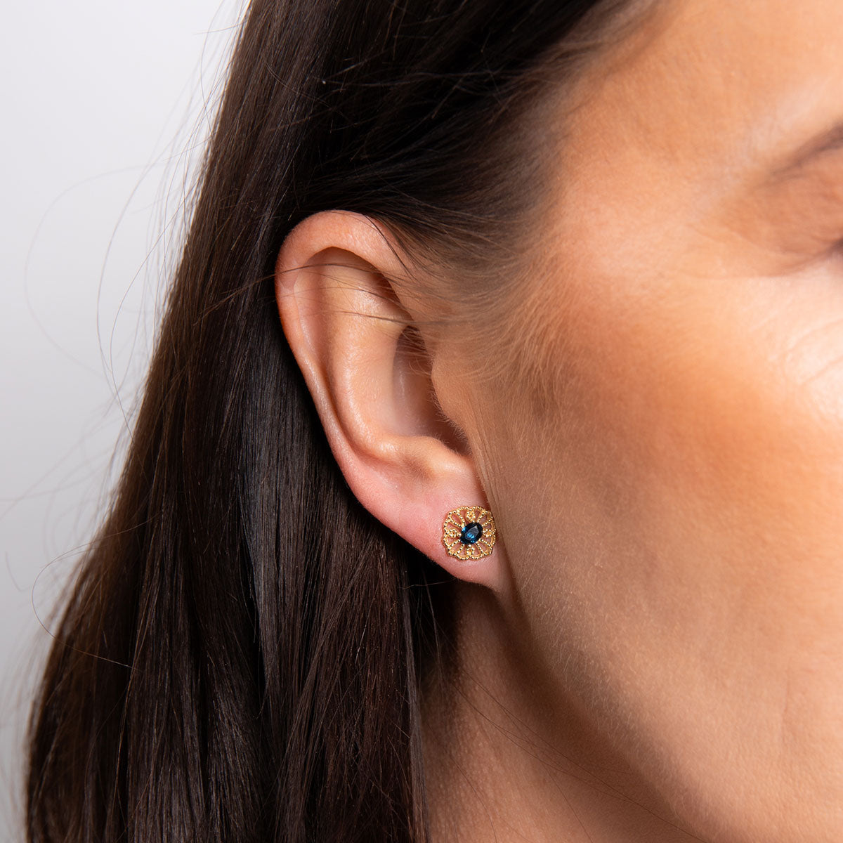 9ct Yellow Gold Blue Sapphire Set Earrings