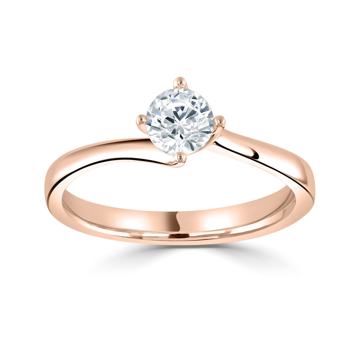 18ct Rose Gold Elegant Four Claw Twist Diamond Ring