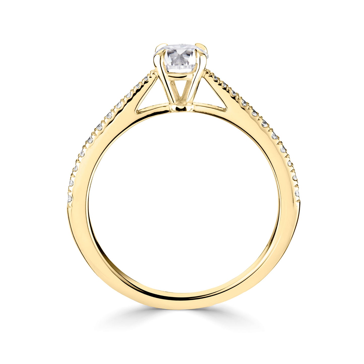 18ct Yellow Gold Diamond Ring With Grain Set Diamond Shoulders