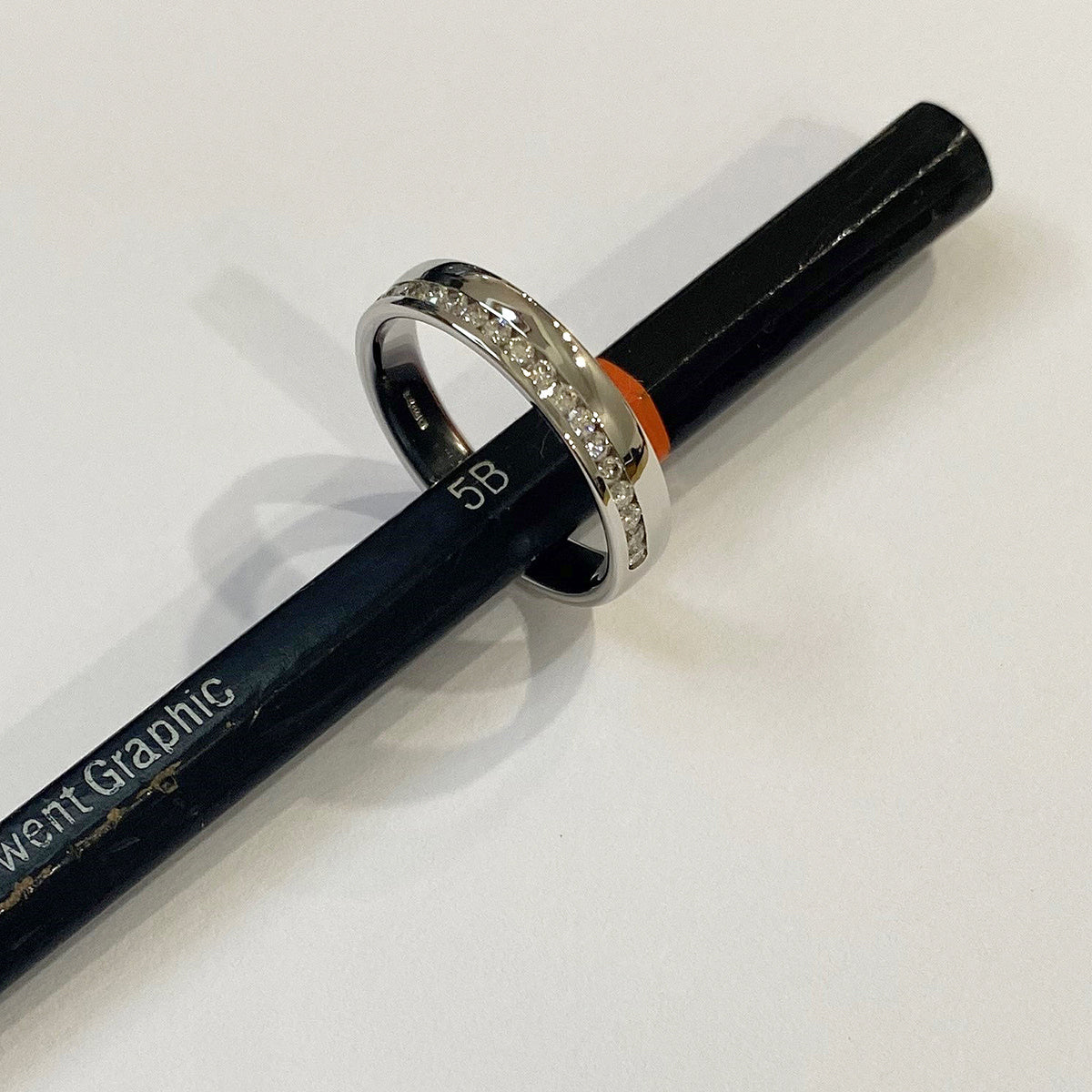 Asymmetric Half Channel Set Diamond 9ct White Gold 4mm Ring