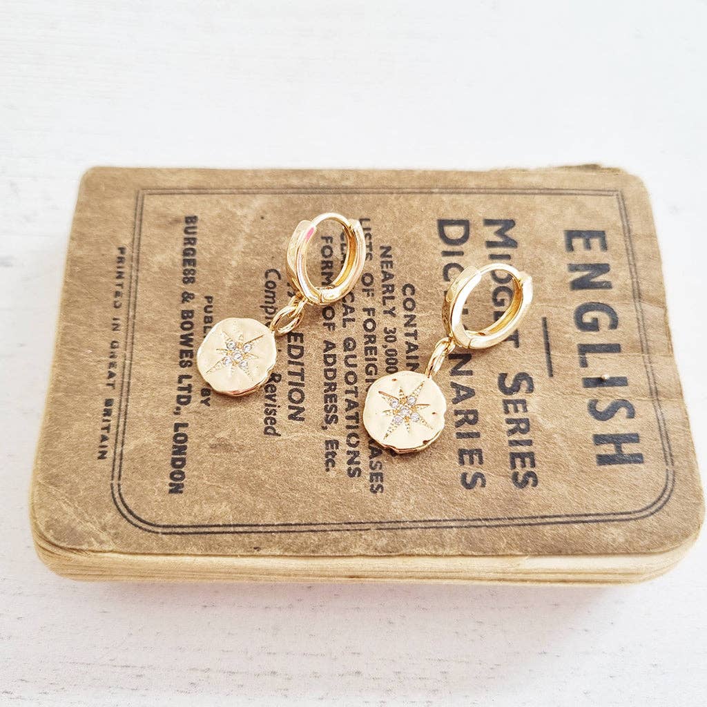 Crystal North Star Gold Earrings in a Bottle