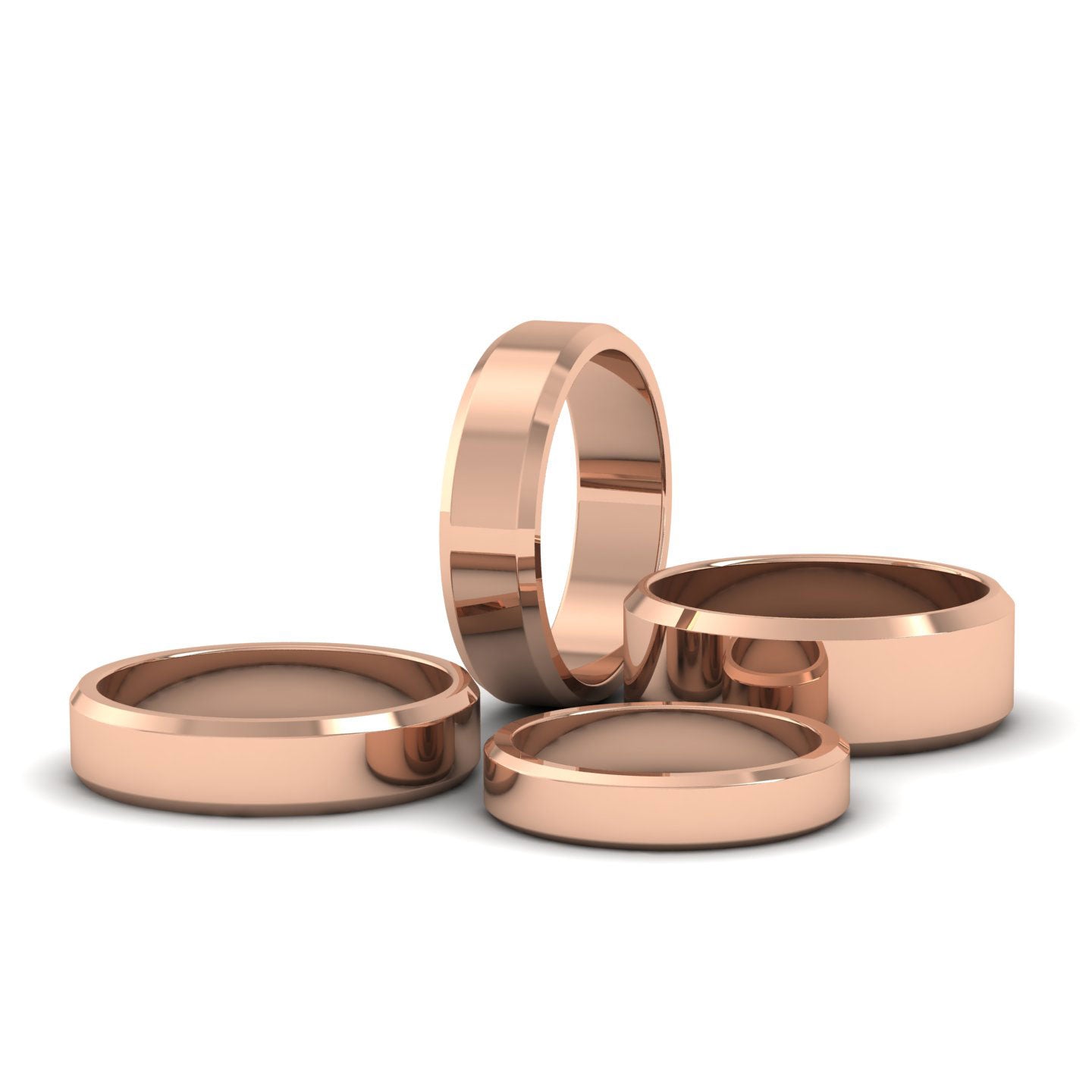 Bevelled Edge 18ct Rose Gold 8mm Wedding Ring