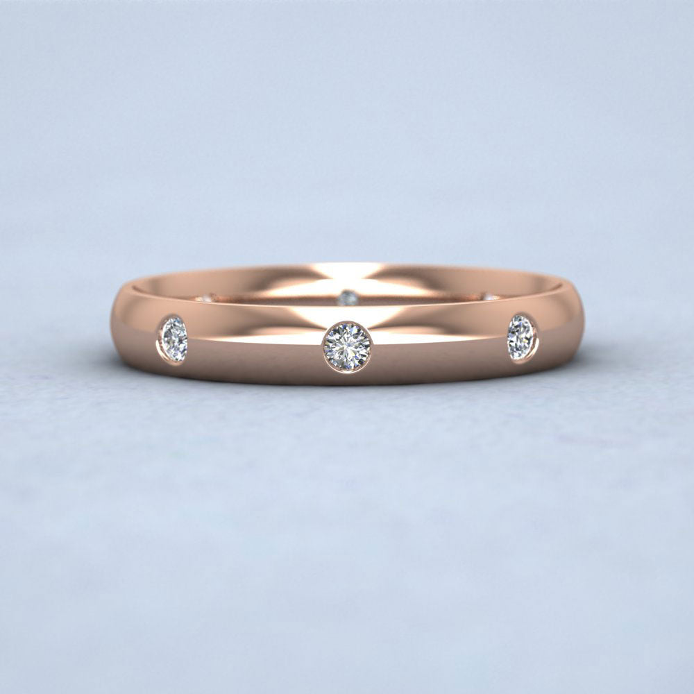 Eight Diamond Set 9ct Rose Gold 3mm Wedding Ring Down View