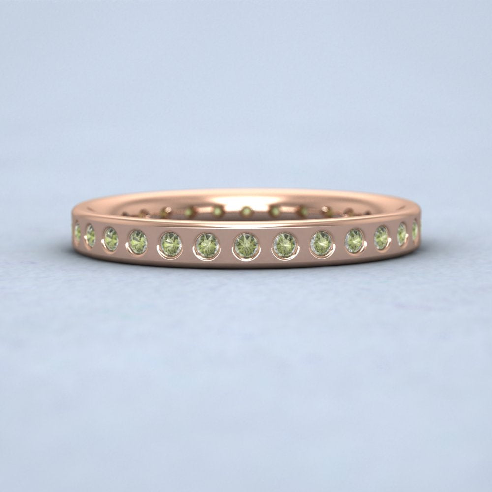 Full Green Sapphire Set 9ct Rose Gold 2.5mm Wedding Ring Down View