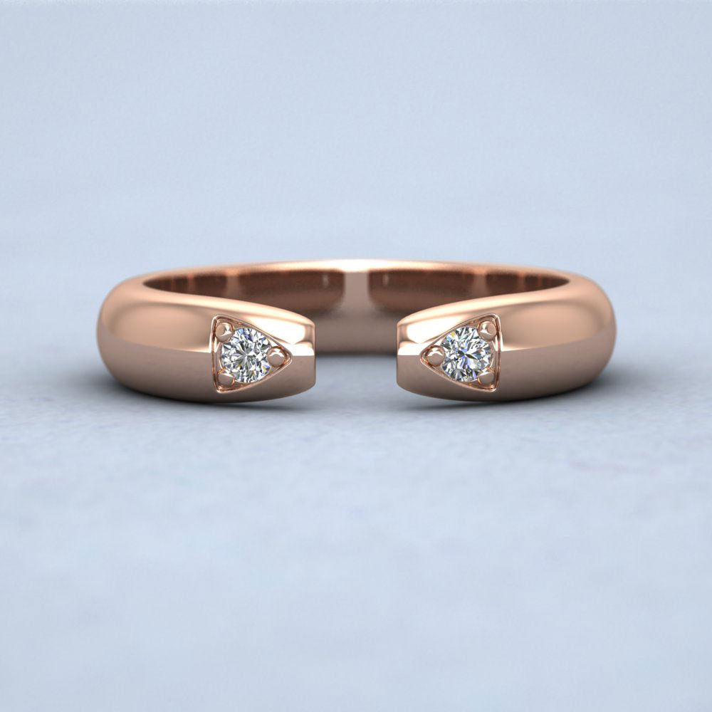 Split Two Diamond Set 9ct Rose Gold 4mm Wedding Ring