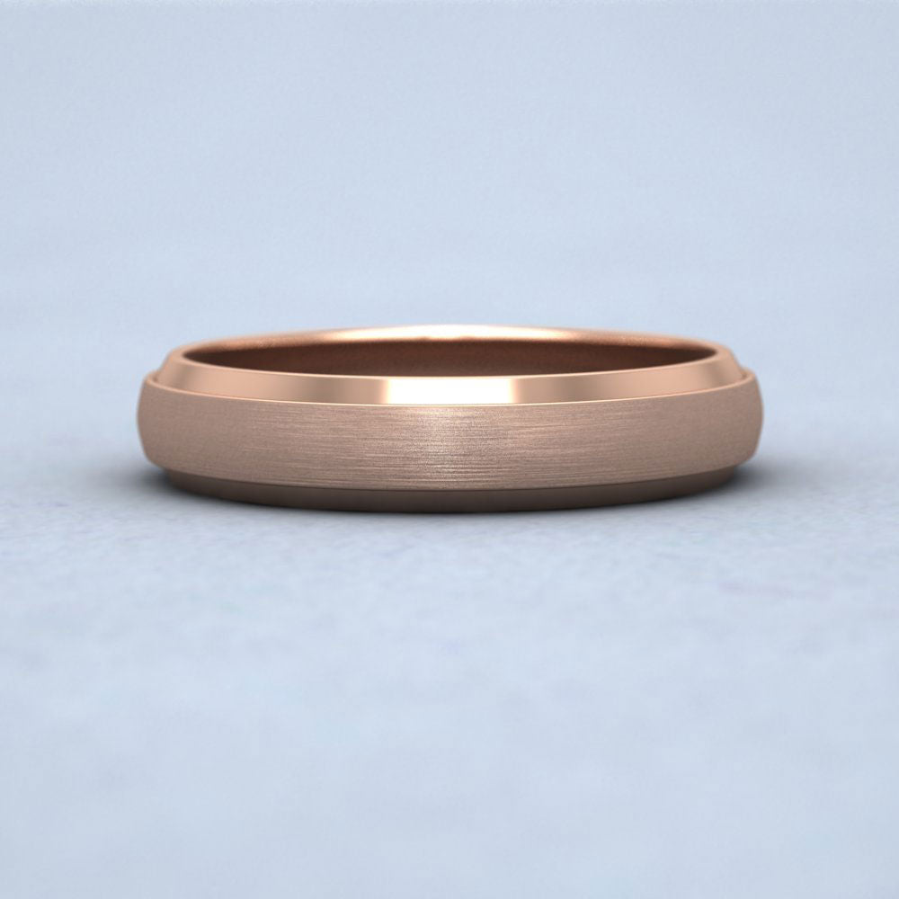 Flat Edge Patterned And Matt Finish 9ct Rose Gold 4mm Wedding Ring