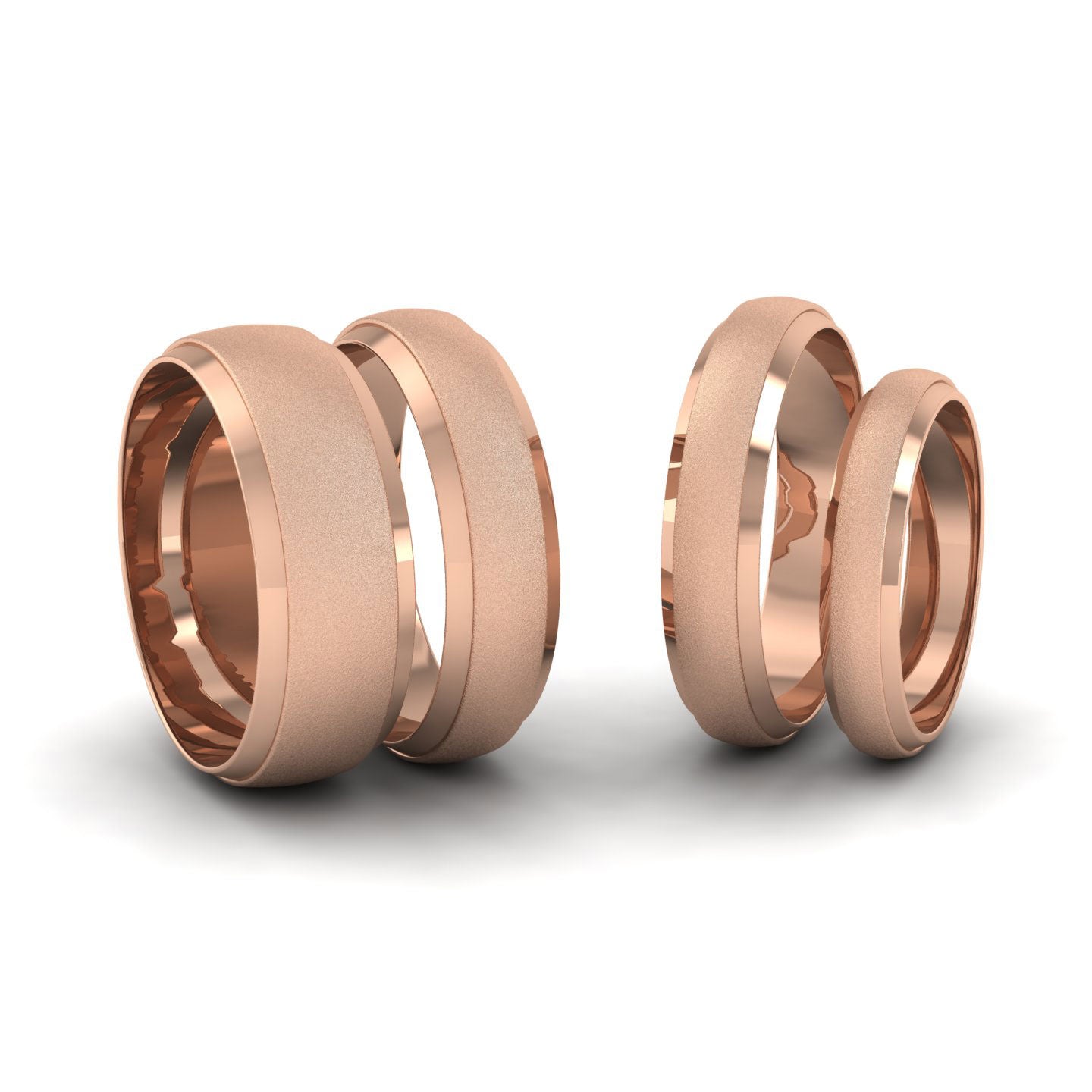 Flat Edge Patterned And Matt Finish 9ct Rose Gold 5mm Wedding Ring