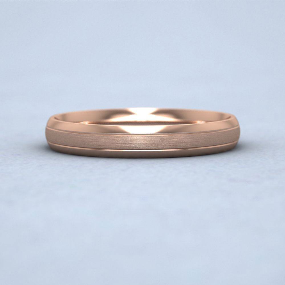 Line Shiny And Matt Finish 9ct Rose Gold 3mm Wedding Ring