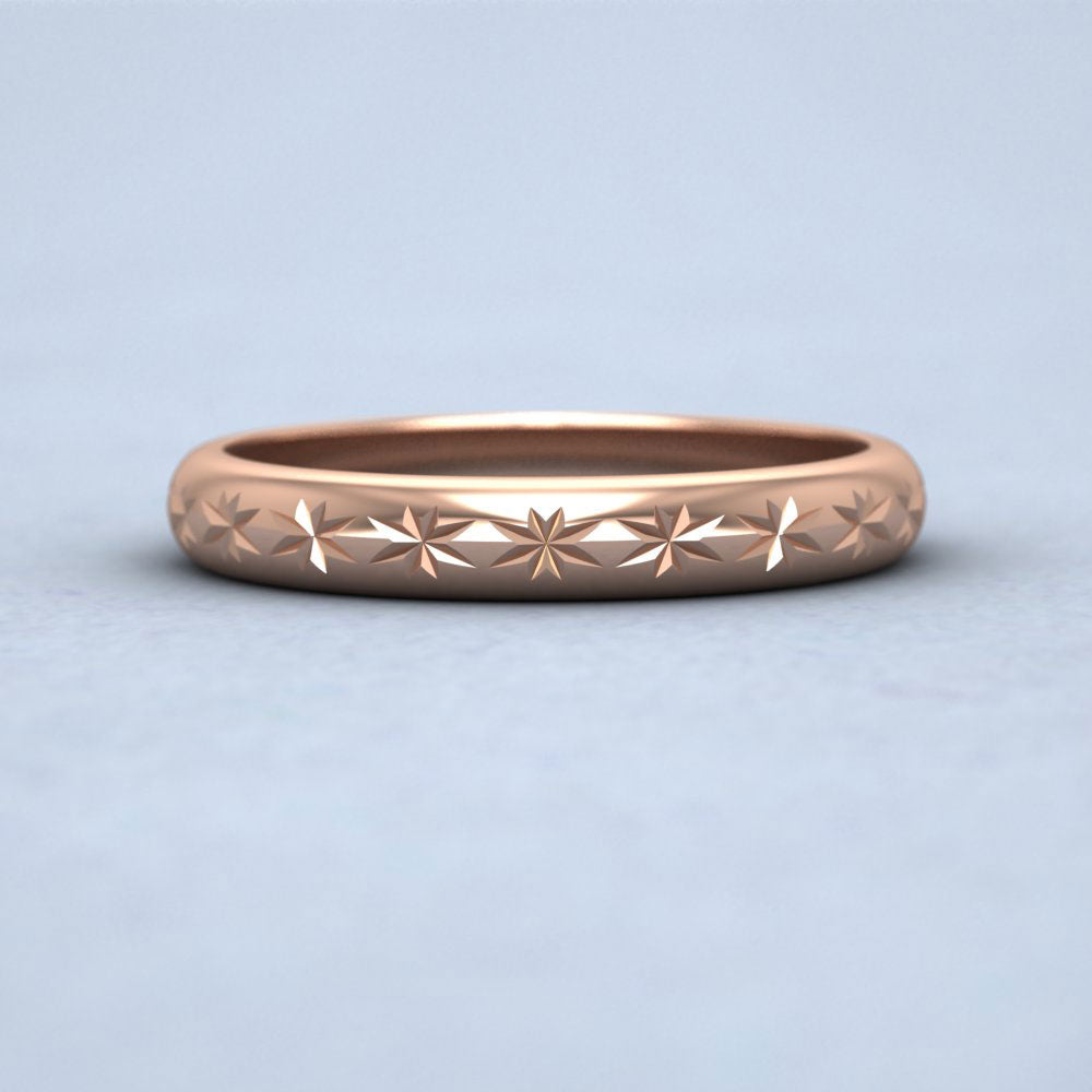 Centre Star Pattern 9ct Rose Gold 2mm Wedding Ring