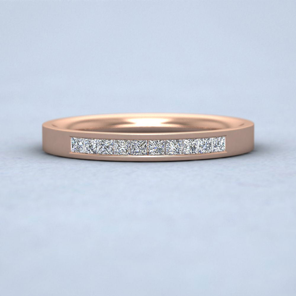 Princess Cut 10 Diamond 0.25ct Channel Set Ring In 9ct Rose Gold. 2.5mm Wide