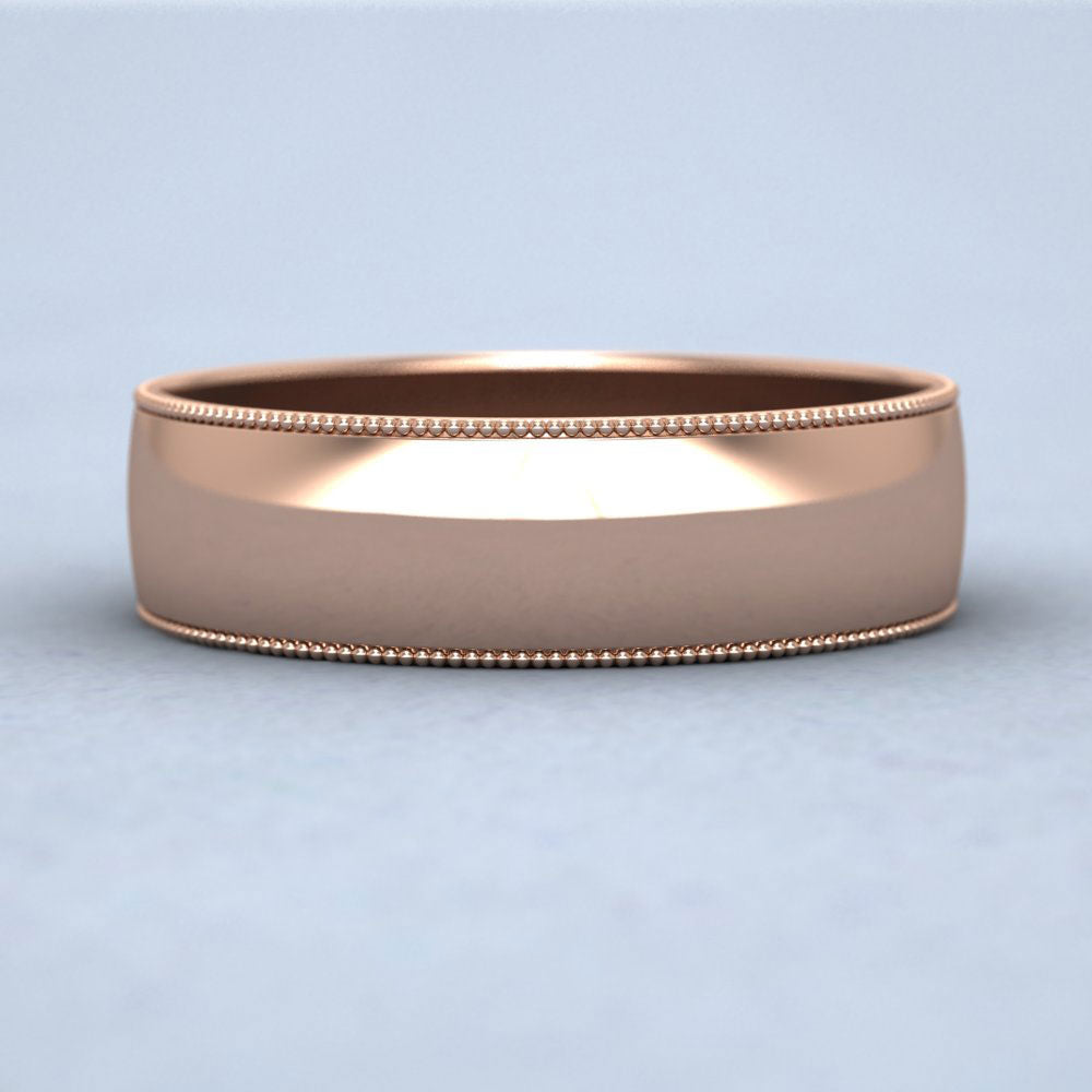 Millgrained Edge 9ct Rose Gold 6mm Wedding Ring