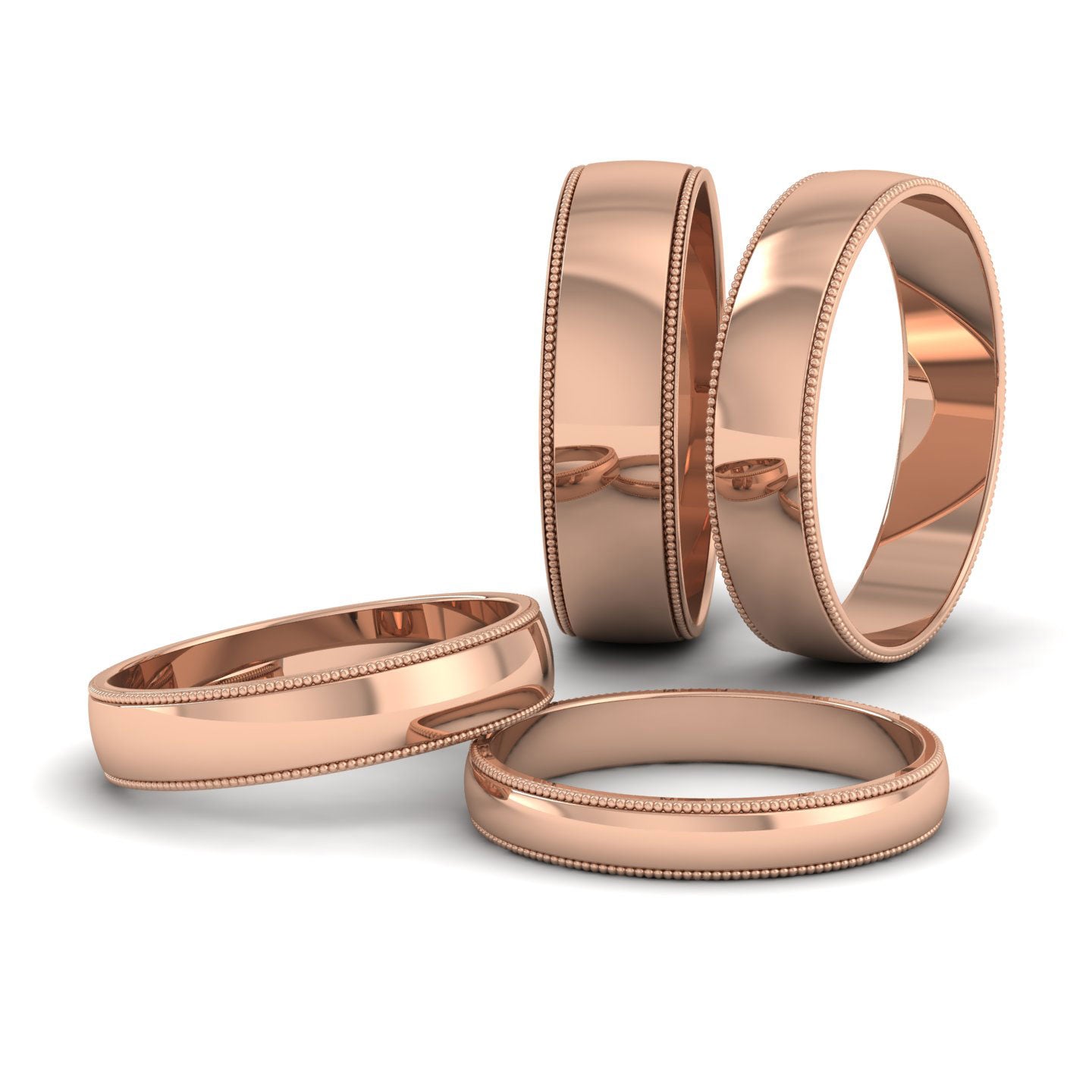 Millgrained Edge 9ct Rose Gold 4mm Wedding Ring L