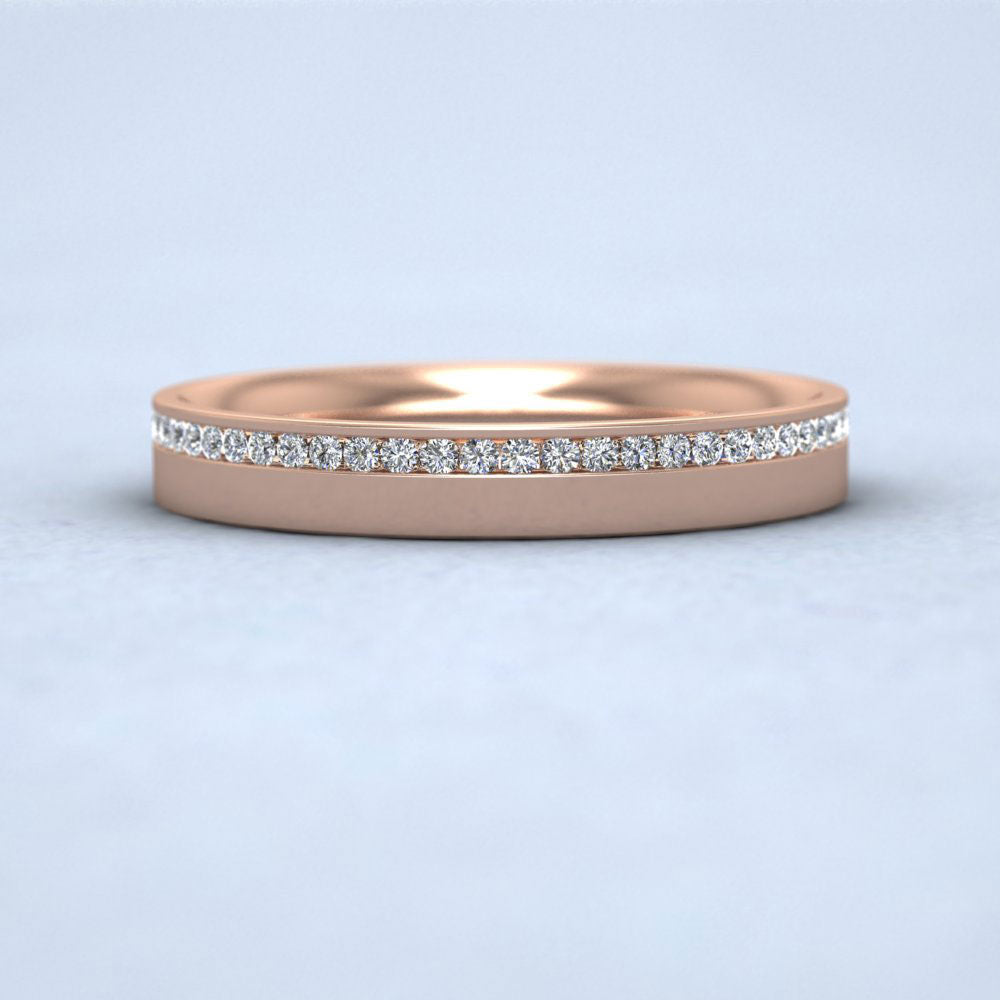 Asymmetric Half Channel Set Diamond 9ct Rose Gold 3mm Ring