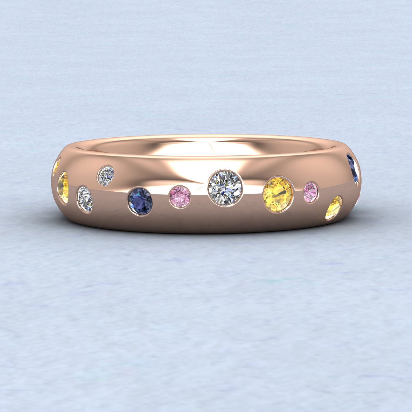 Scatter Diamond And Sapphire Set 18ct Rose Gold 5mm Wedding Ring