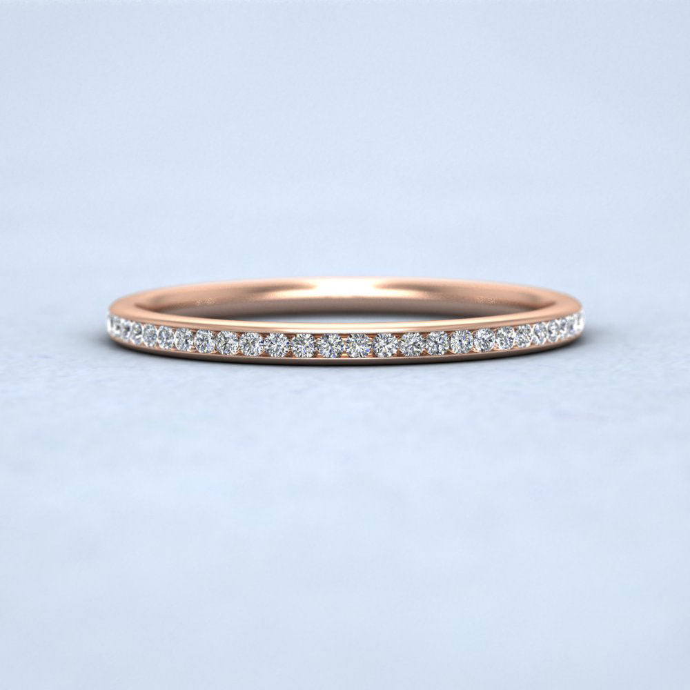 Half Channel Set 0.13ct Round Brilliant Cut Diamond 18ct Rose Gold 1.5mm Ring