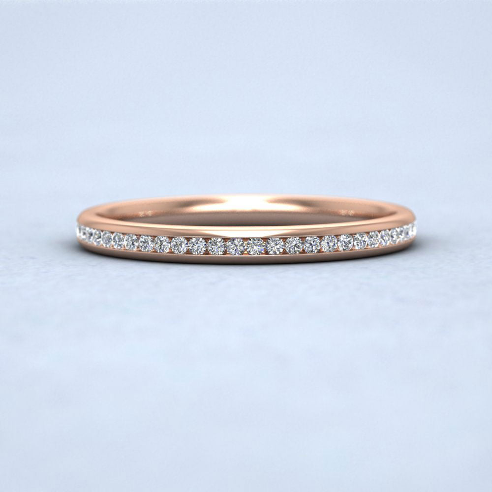 Half Channel Set 0.13ct Round Brilliant Cut Diamond 18ct Rose Gold 2mm Ring