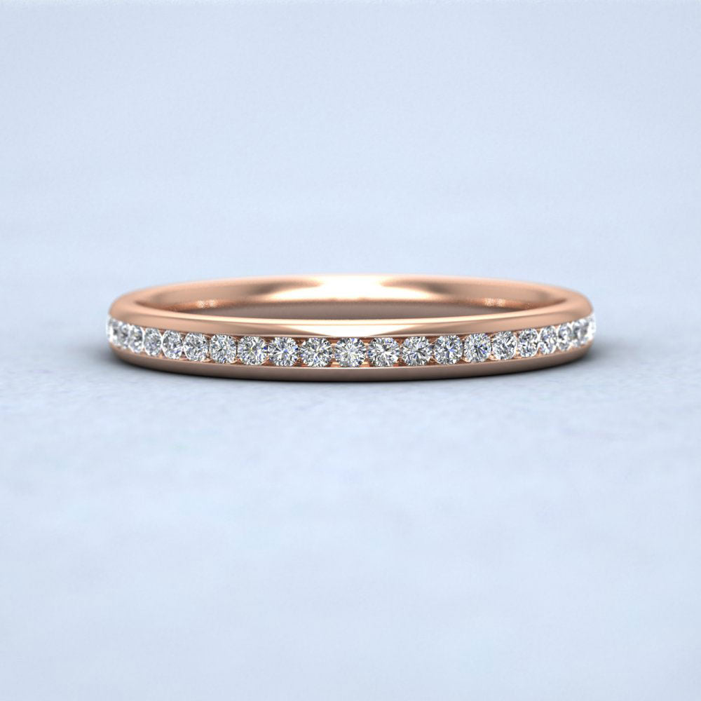 Half Channel Set 0.22ct Round Brilliant Cut Diamond 9ct Rose Gold 2.25mm Ring