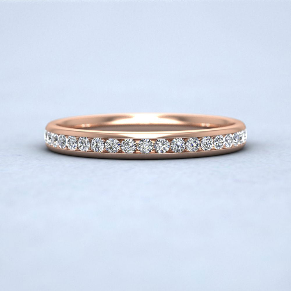 Full Channel Set 0.48ct Round Brilliant Cut Diamond 9ct Rose Gold 2.5mm Ring