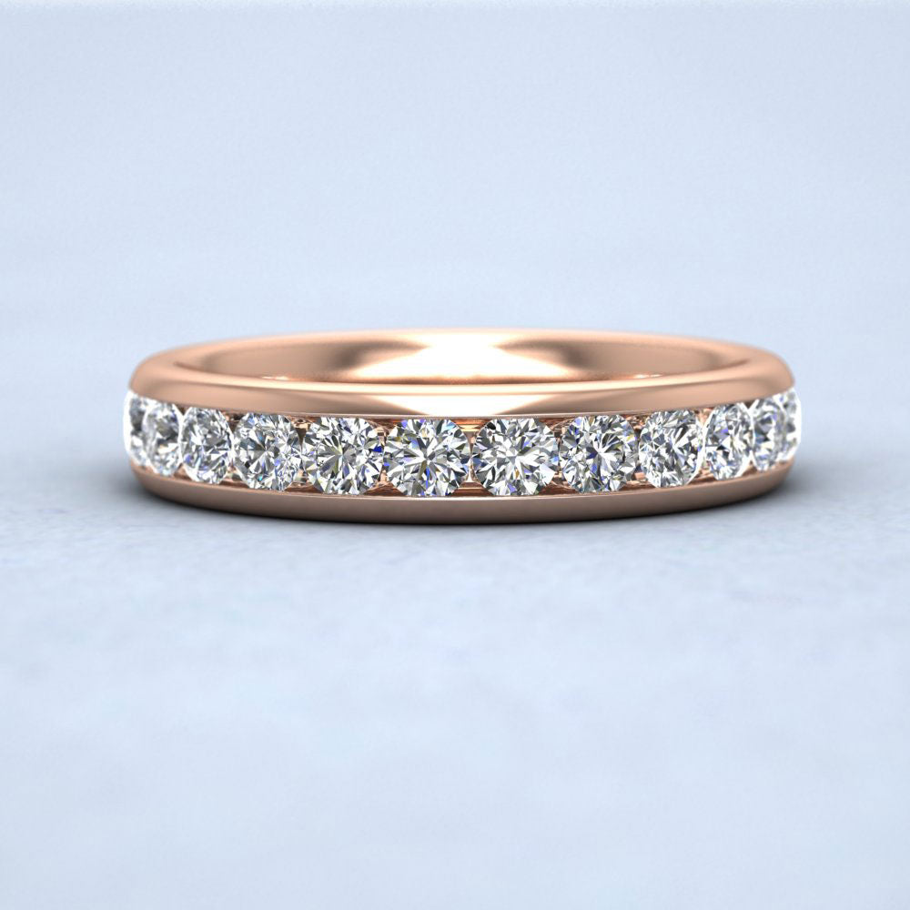 Half Channel Set 0.91ct Round Brilliant Cut Diamond 18ct Rose Gold 4mm Ring