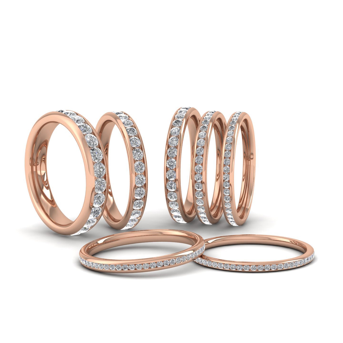 Half Channel Set 0.91ct Round Brilliant Cut Diamond 9ct Rose Gold 4mm Ring