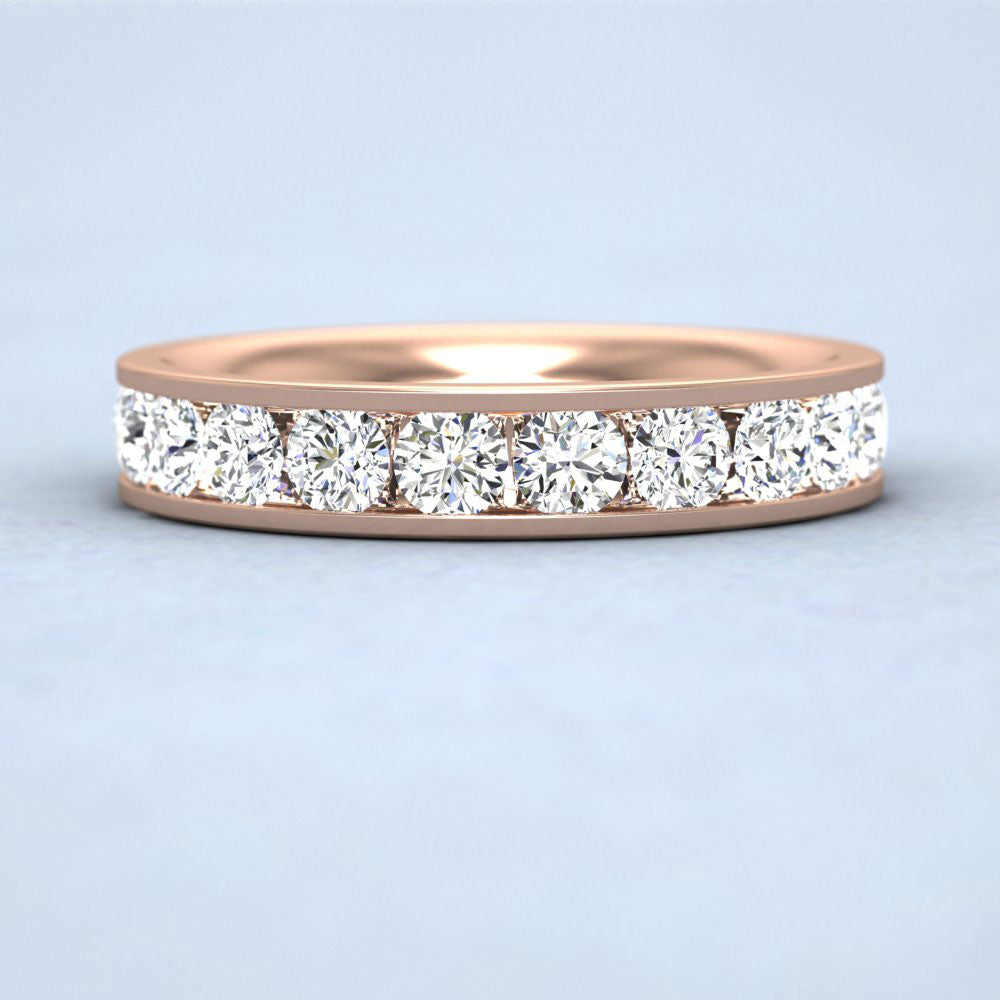 Half Channel Set 1ct Round Brilliant Cut Diamond 18ct Rose Gold 4mm Ring