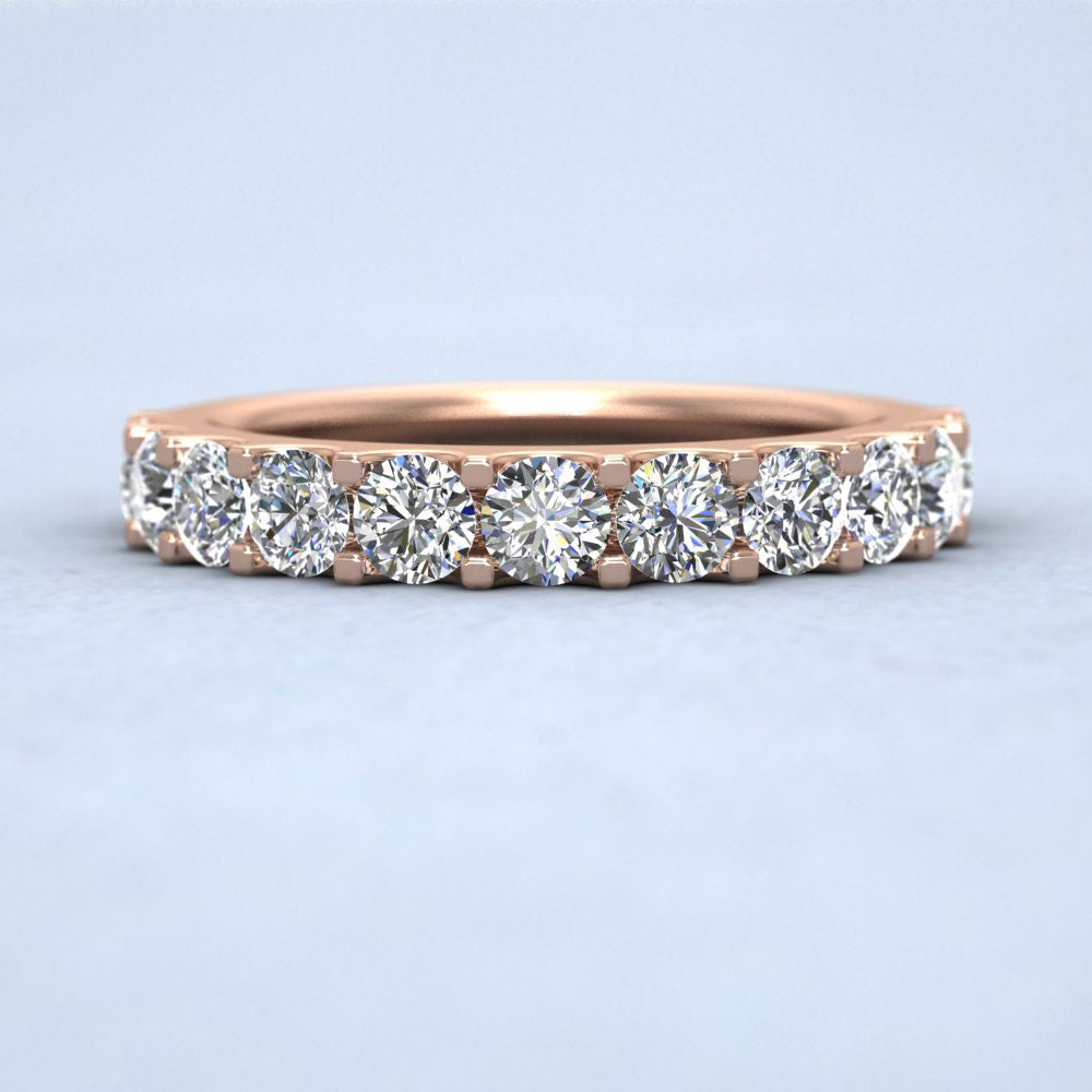 Round Claw 1.00ct Half Diamond Set 18ct Rose Gold 3.5mm Ring