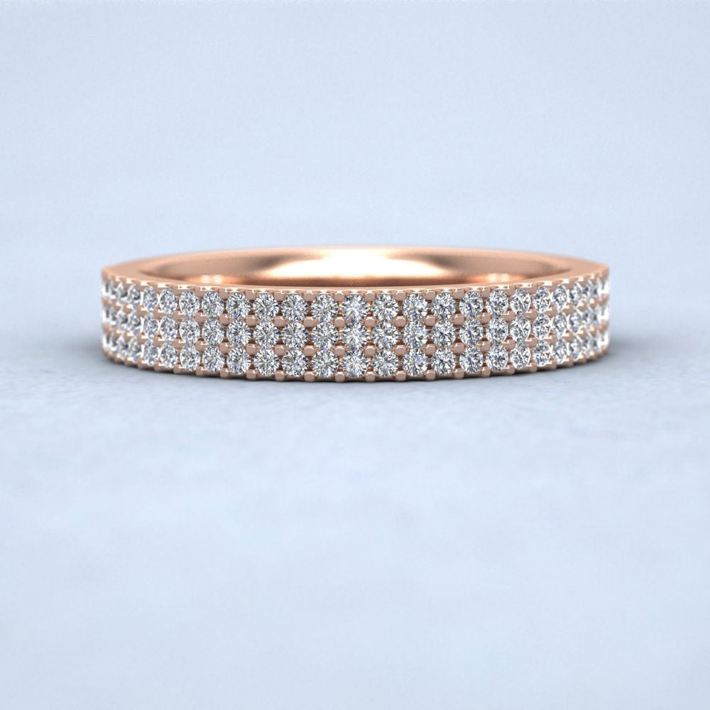 Three Row Round Claw 1.5ct Full Diamond Set 18ct Rose Gold 5mm Ring