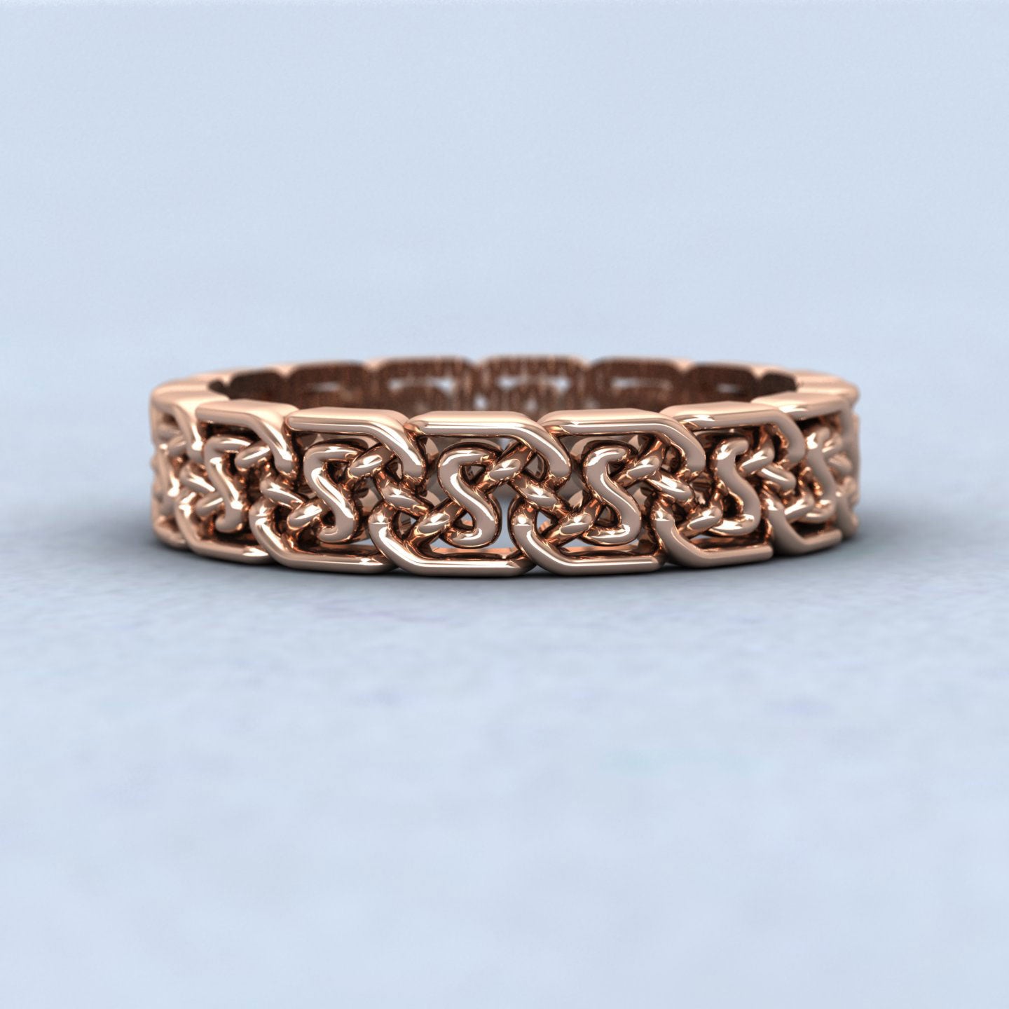 Open Celtic Patterned 9ct Rose Gold 4mm Wedding Ring