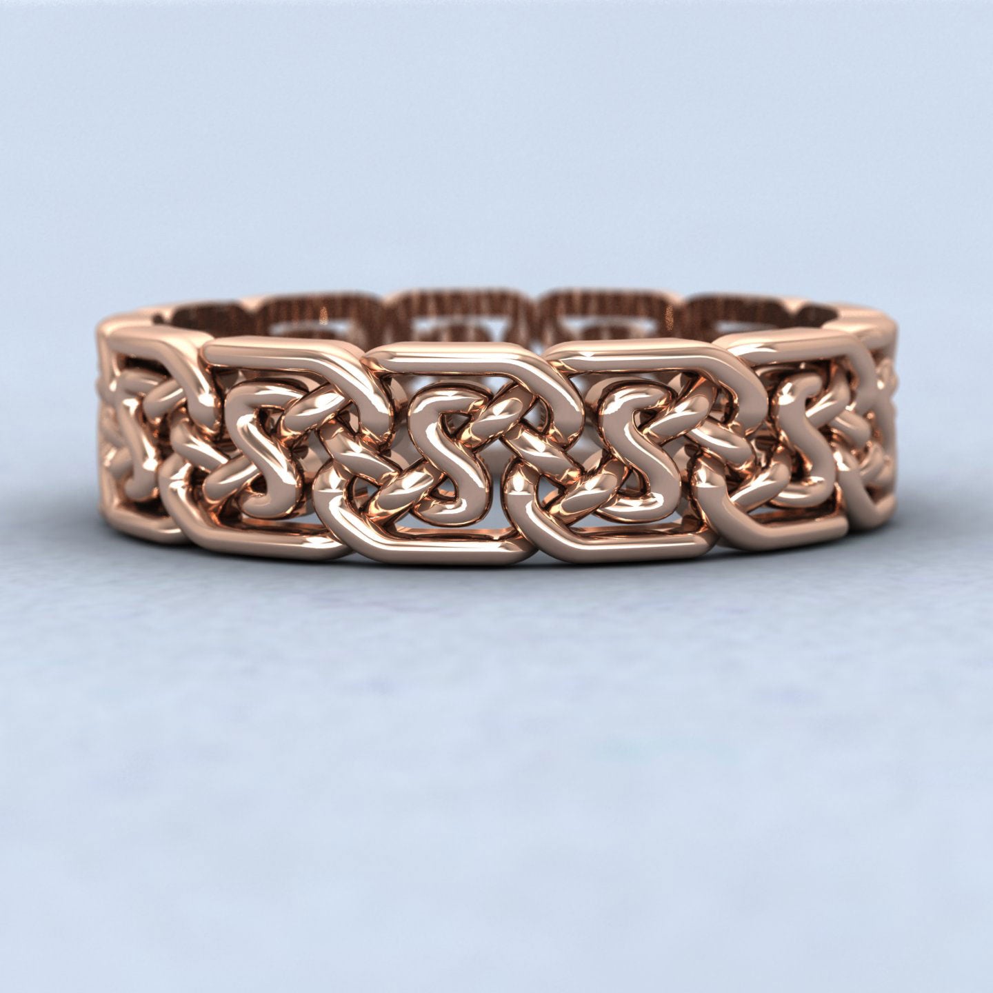 Open Celtic Patterned 9ct Rose Gold 6mm Wedding Ring