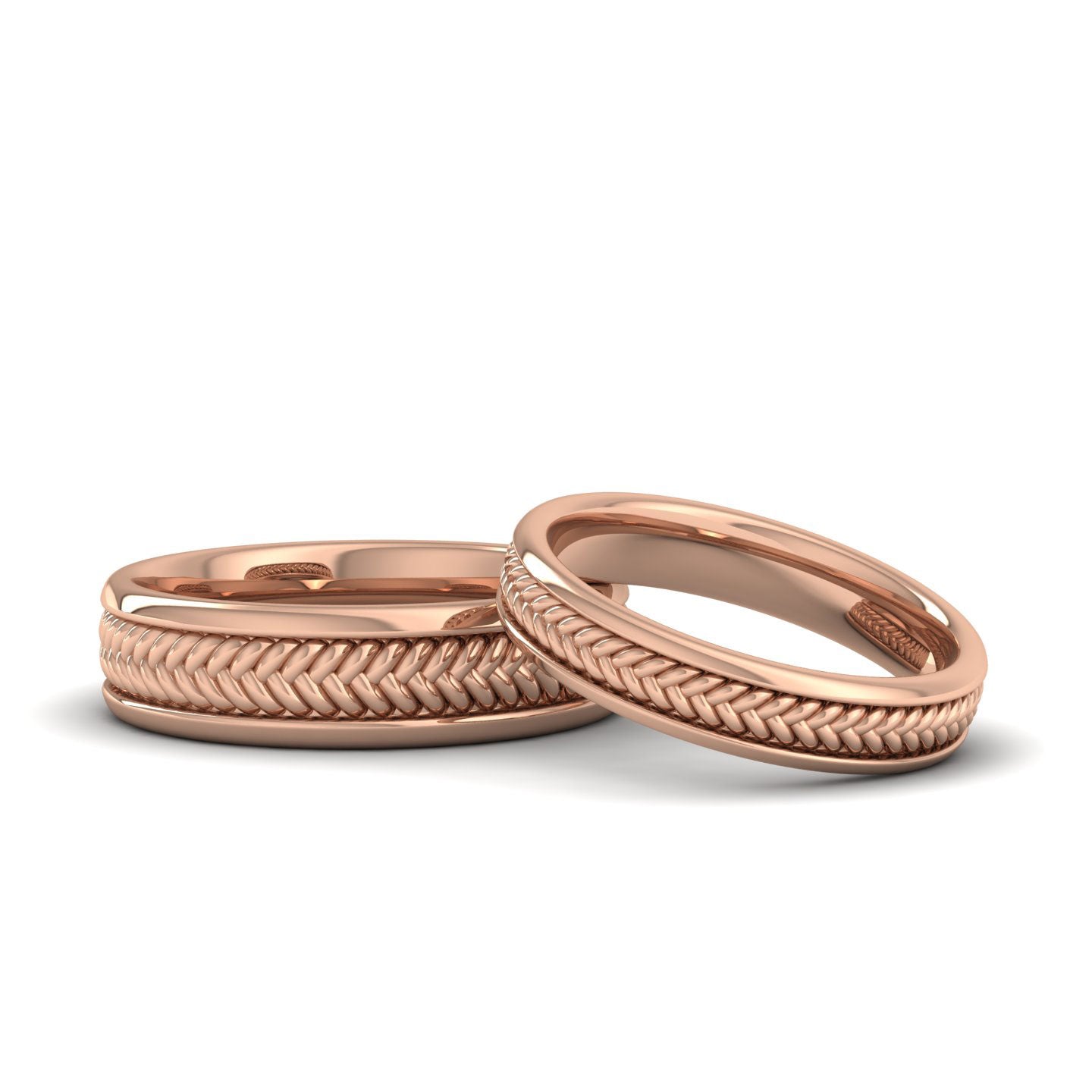 Braided Pattern 9ct Rose Gold 6mm Wedding Ring