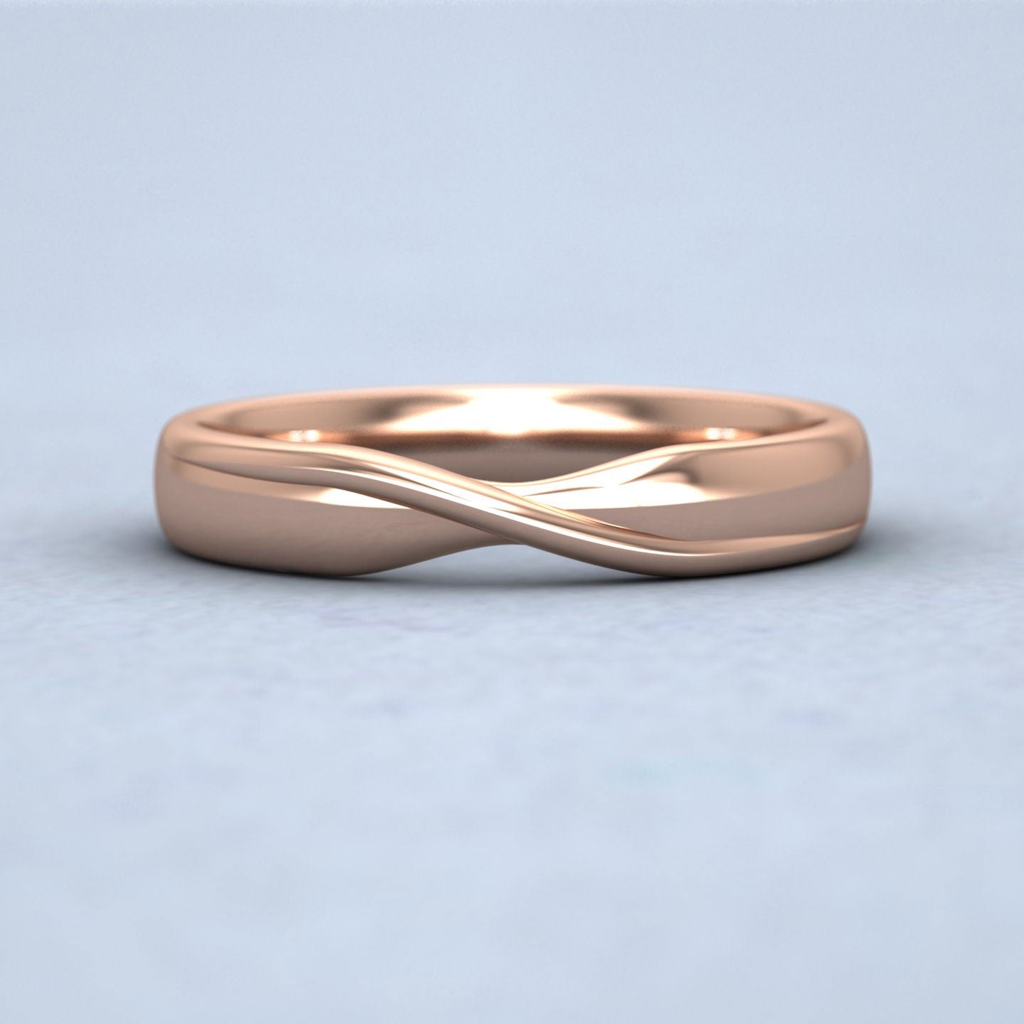 Ribbon Crossover Wedding Ring In 9ct Rose Gold 3.5mm Wide