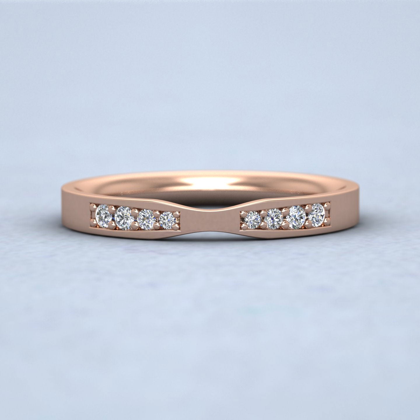 Pinch Shaped Wedding Ring In 9ct Rose Gold 2.5mm Wide