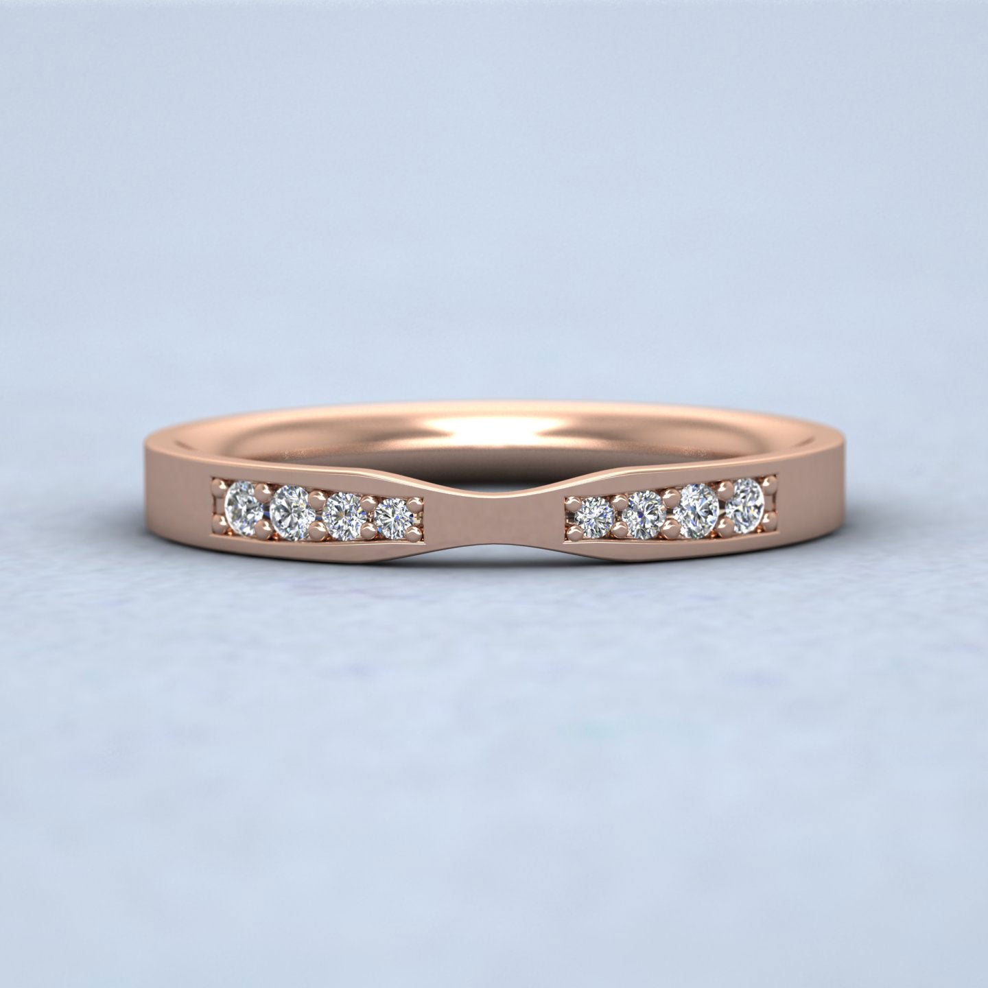 Pinch Shaped Wedding Ring In 9ct Rose Gold 2.5mm Wide