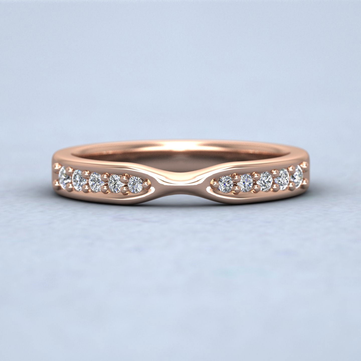 Pinch Design Wedding Ring With Diamonds 9ct Rose Gold 3mm Wedding Ring