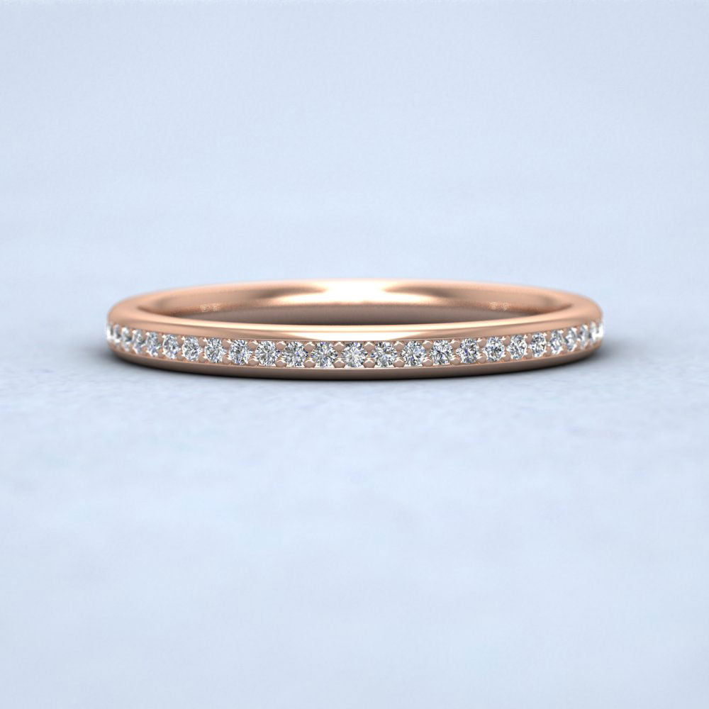 Full Bead Set 0.26ct Round Brilliant Cut Diamond 9ct Rose Gold 2mm Ring