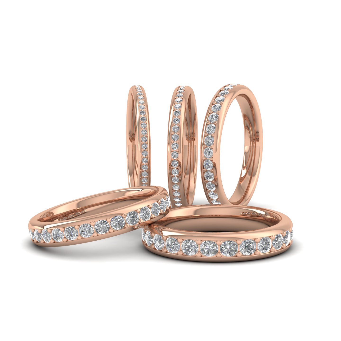 Full Bead Set 1.08ct Round Brilliant Cut Diamond 9ct Rose Gold 3.5mm Ring