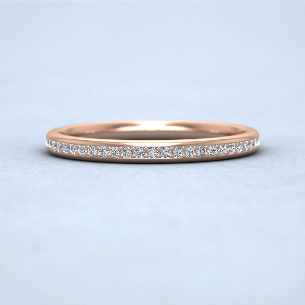 Half Bead Set 0.13ct Round Brilliant Cut Diamond 18ct Rose Gold 2mm Wedding Ring