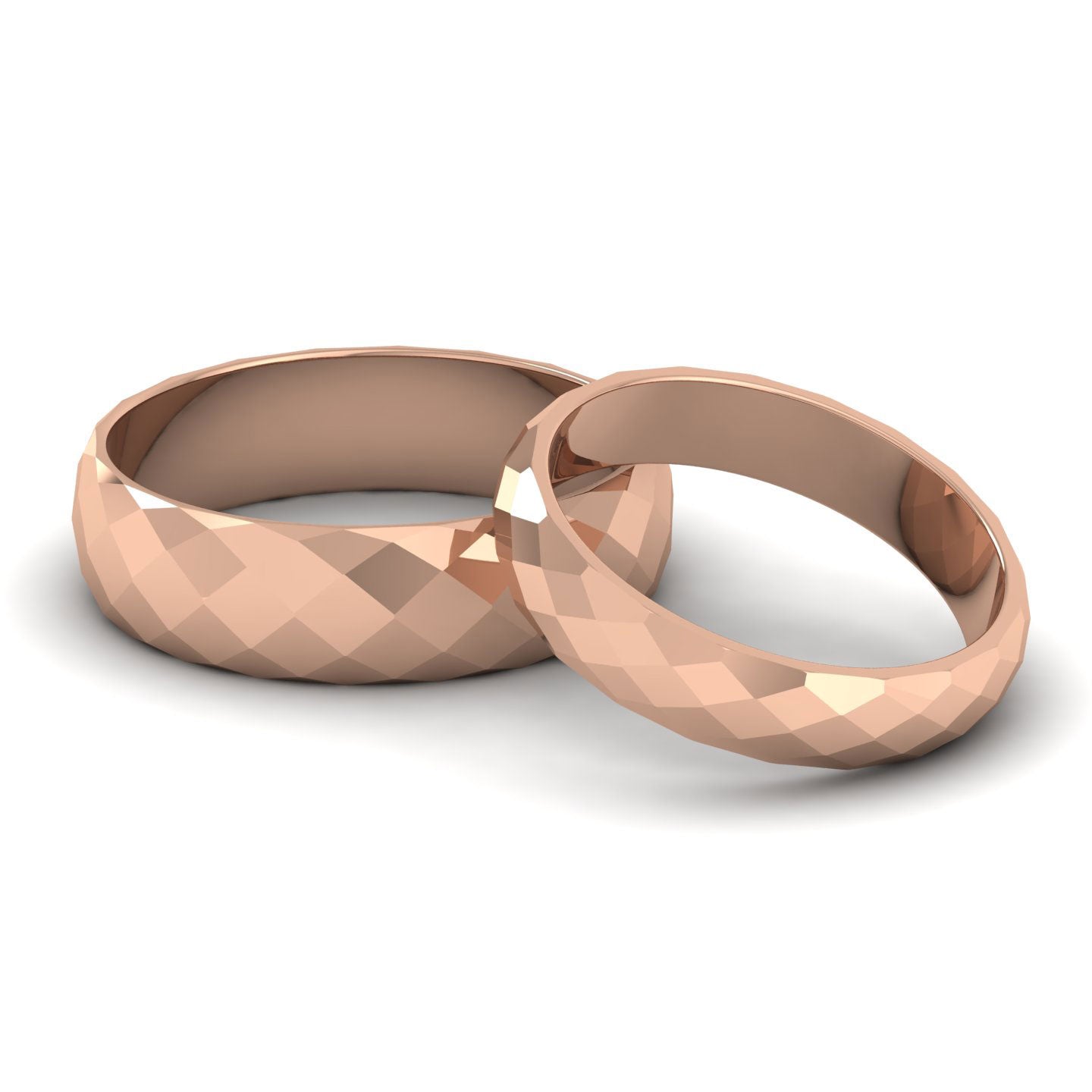 Facetted Harlequin Design 9ct Rose Gold 4mm Wedding Ring