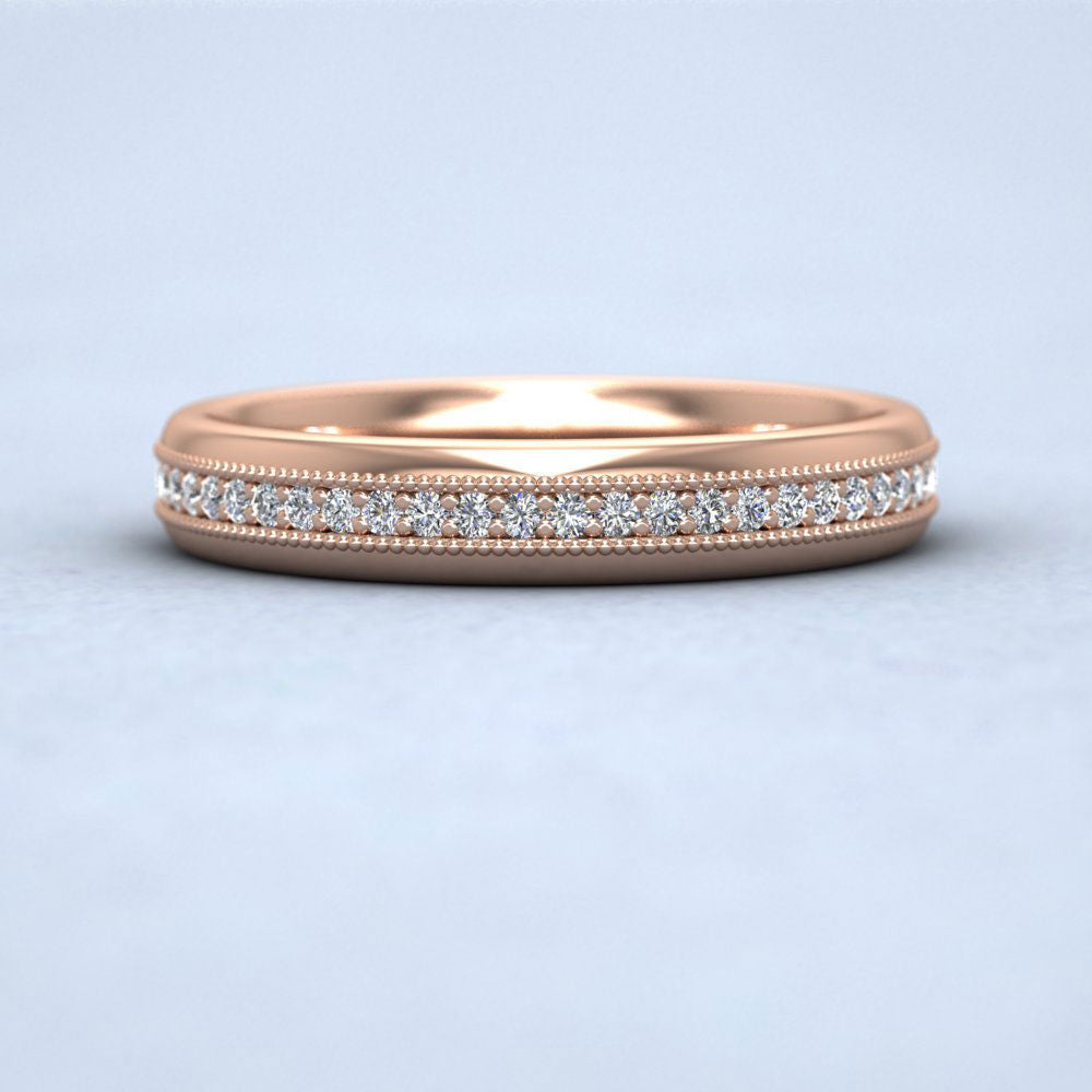 Fully Set Ring With Round Brilliant Cut Diamonds With Set In Millgrain Surround (0.26ct) 18ct Rose Gold 3.5mm Ring