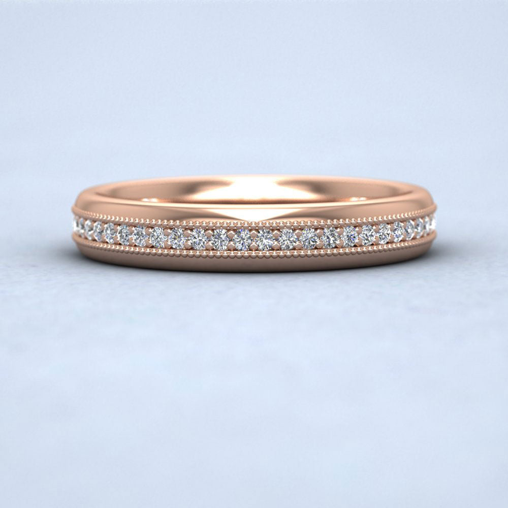 Half Set Ring With Round Brilliant Cut Diamonds With Set In Millgrain Surround (0.14ct) 9ct Rose Gold 3.5mm Ring