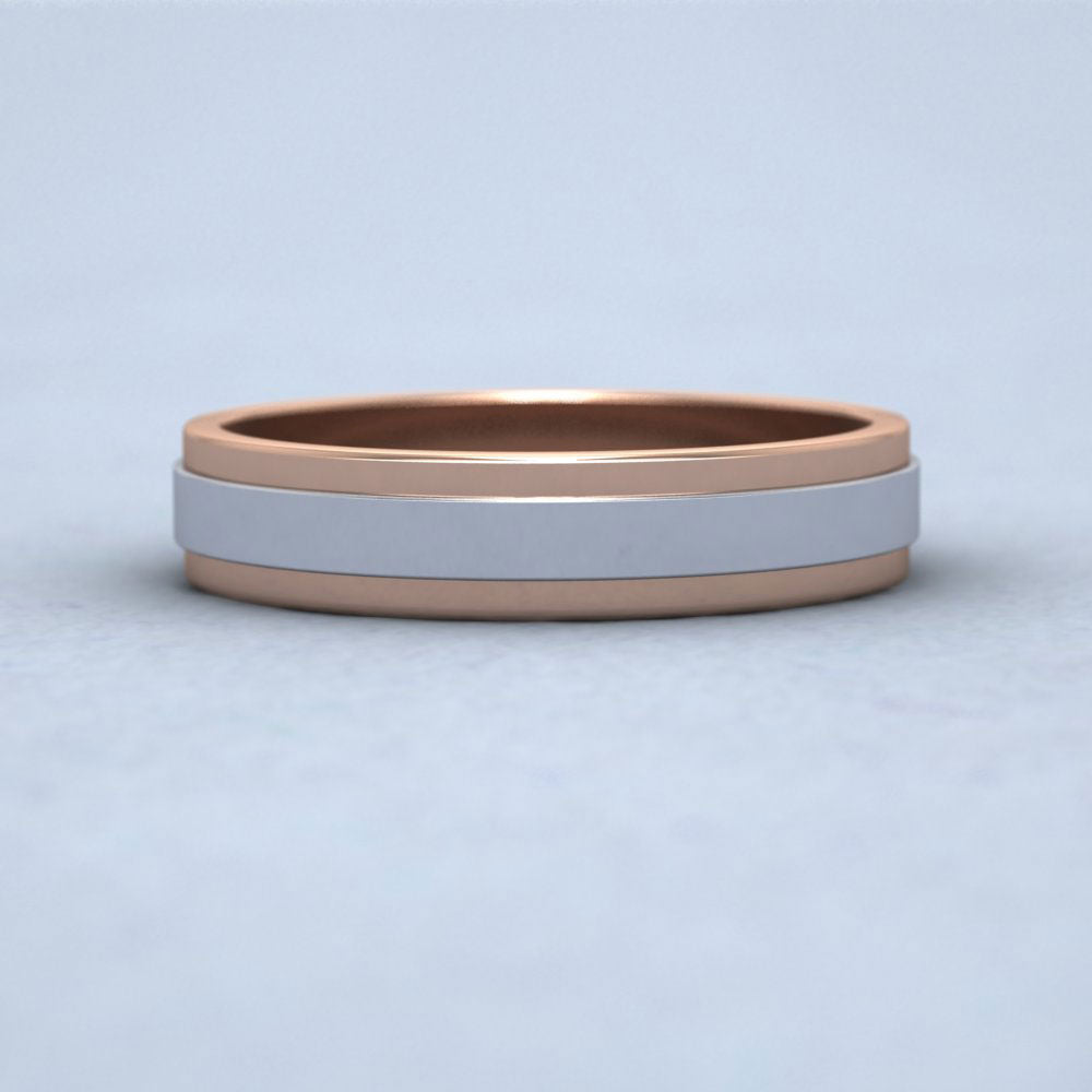 Two Colour Flat 18ct Rose And White Gold 4mm Wedding Ring