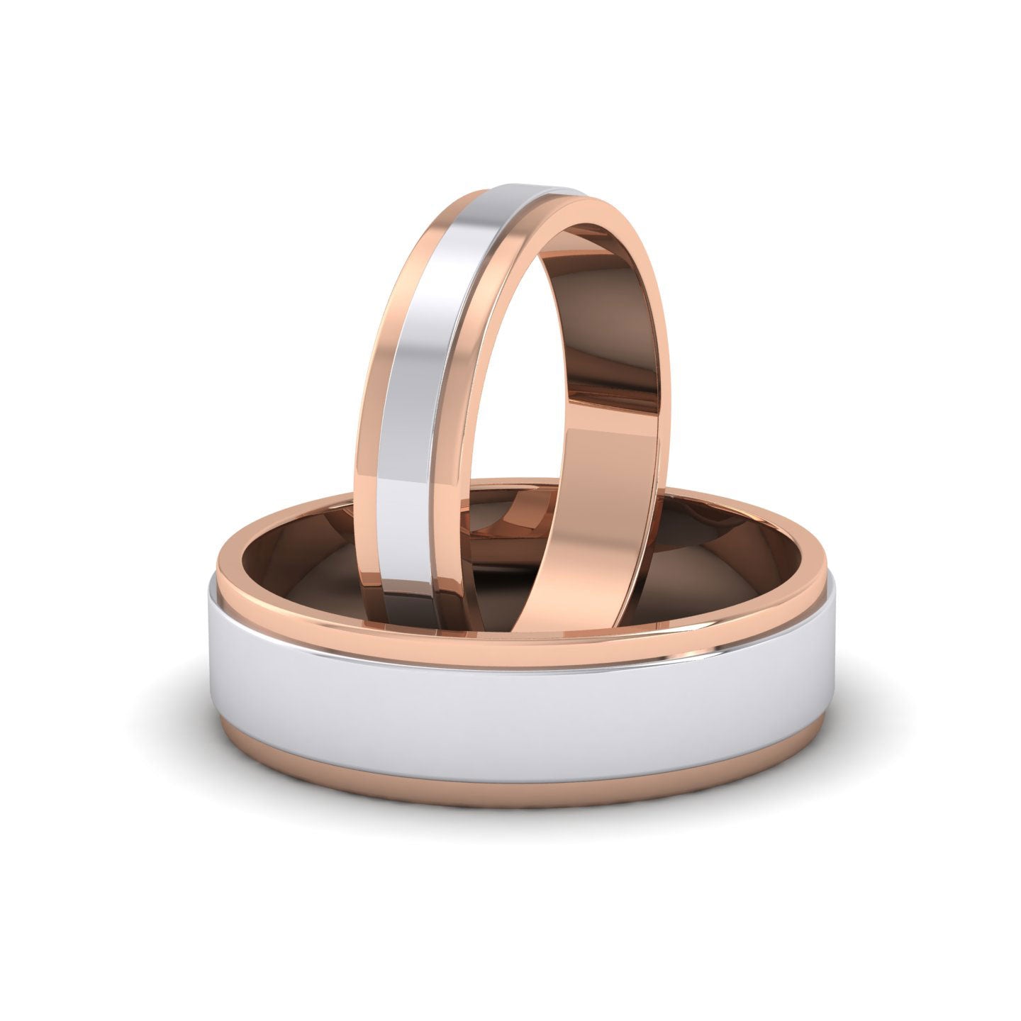 Two Colour Flat 18ct Rose And White Gold 6mm Wedding Ring