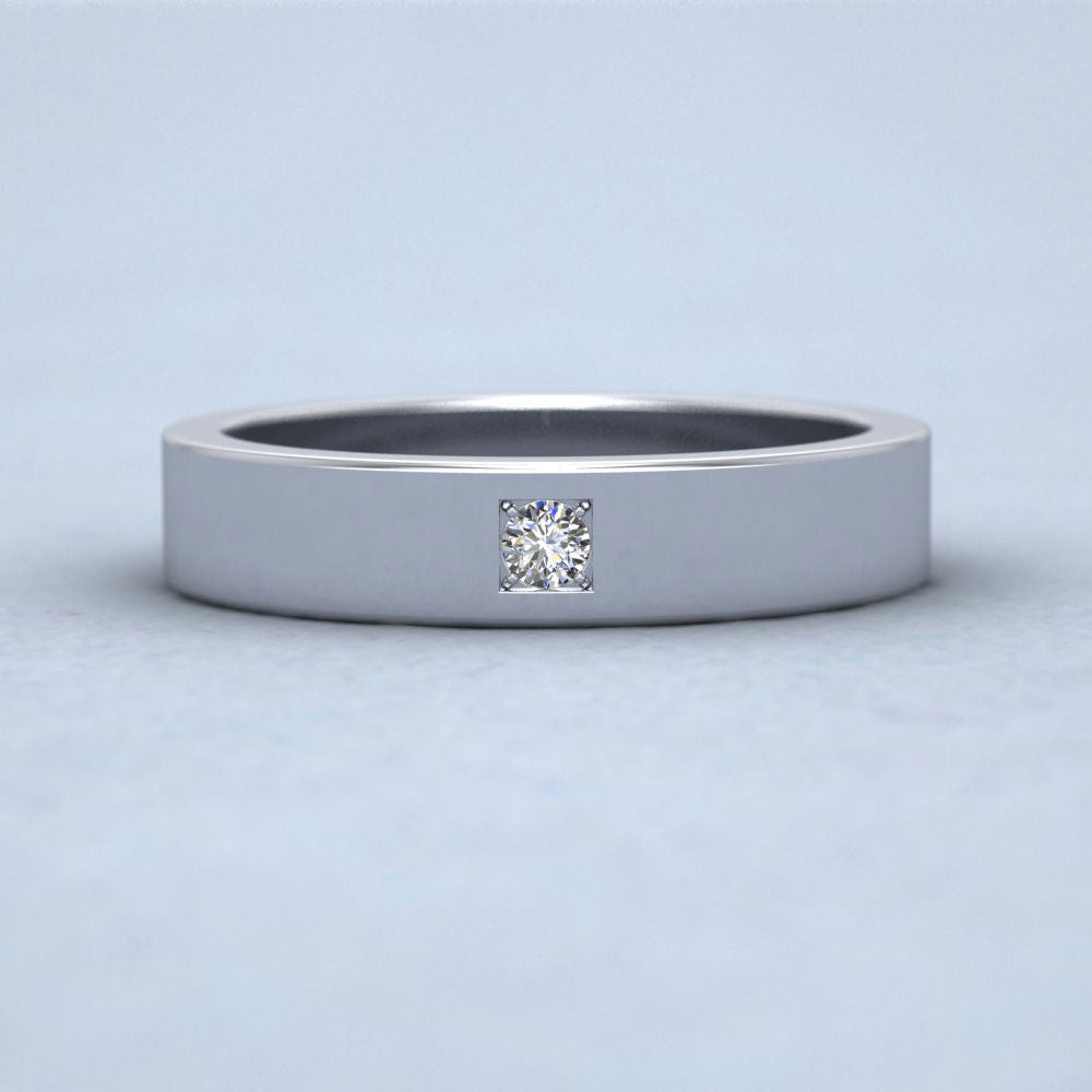 Single Diamond With Square Setting 9ct White Gold 4mm Wedding Ring Down View