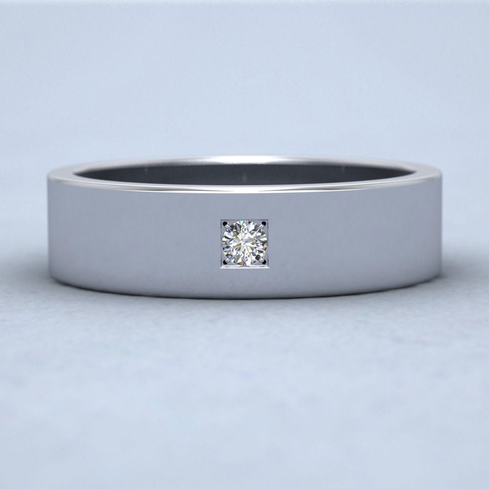 Single Diamond With Square Setting 9ct White Gold 6mm Wedding Ring Down View