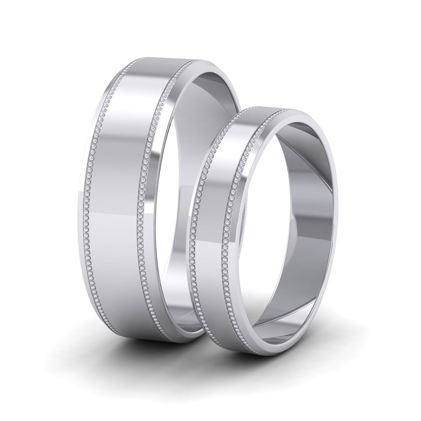 Bevelled Edge And Millgrain Pattern 950 Platinum 6mm Flat Wedding Ring